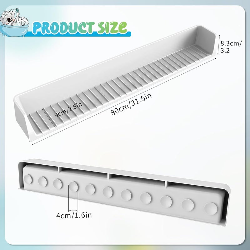 Dreamtop Bathtub Splash Guard for Tub Kids, 2.6FT Play Shelf for Bathing, Toy Tray Caddy Holder for Tub, Grey Silicone Tub Splash Guard Prevent Water Spills in Bathroom - Image 2